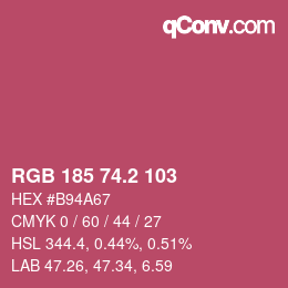 カラーコード: RGB 185 74.2 103 | qconv.com