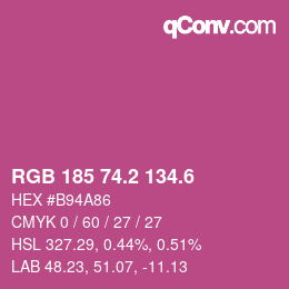 カラーコード: RGB 185 74.2 134.6 | qconv.com