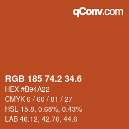 カラーコード: RGB 185 74.2 34.6 | qconv.com