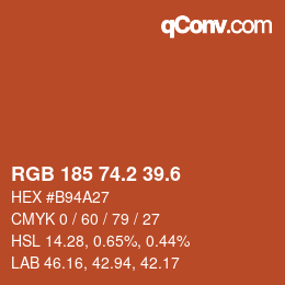 カラーコード: RGB 185 74.2 39.6 | qconv.com