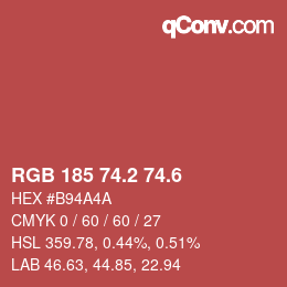 カラーコード: RGB 185 74.2 74.6 | qconv.com