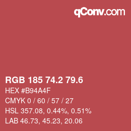 カラーコード: RGB 185 74.2 79.6 | qconv.com