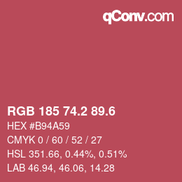 カラーコード: RGB 185 74.2 89.6 | qconv.com