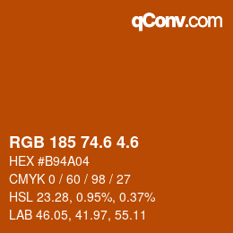 カラーコード: RGB 185 74.6 4.6 | qconv.com