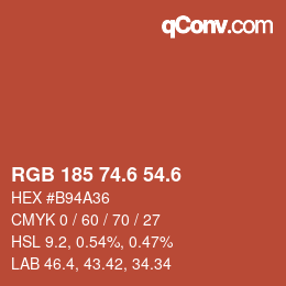 カラーコード: RGB 185 74.6 54.6 | qconv.com