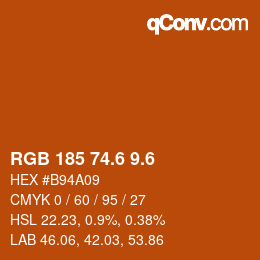 カラーコード: RGB 185 74.6 9.6 | qconv.com