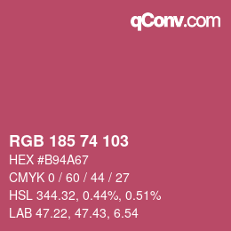カラーコード: RGB 185 74 103 | qconv.com