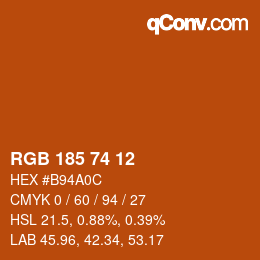 Color code: RGB 185 74 12 | qconv.com