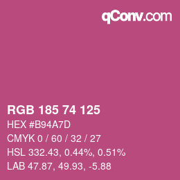 カラーコード: RGB 185 74 125 | qconv.com