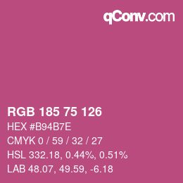 颜色代码: RGB 185 75 126 | qconv.com