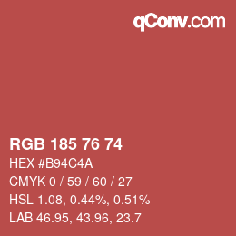 Color code: RGB 185 76 74 | qconv.com