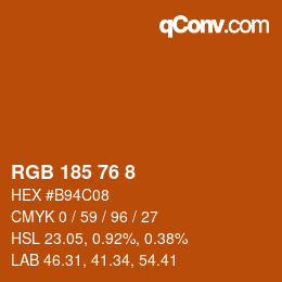 Color code: RGB 185 76 8 | qconv.com