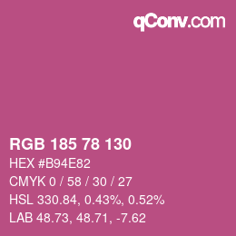 颜色代码: RGB 185 78 130 | qconv.com