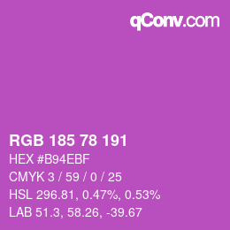 Color code: RGB 185 78 191 | qconv.com