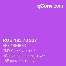 Color code: RGB 185 78 237 | qconv.com