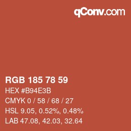 Color code: RGB 185 78 59 | qconv.com