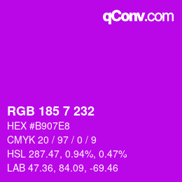 Color code: RGB 185 7 232 | qconv.com