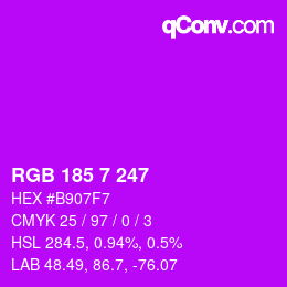 Color code: RGB 185 7 247 | qconv.com