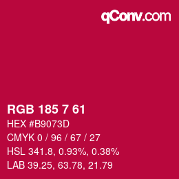 Color code: RGB 185 7 61 | qconv.com