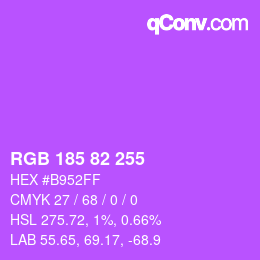 Color code: RGB 185 82 255 | qconv.com