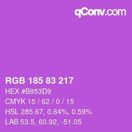 Color code: RGB 185 83 217 | qconv.com