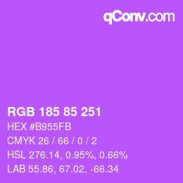 Color code: RGB 185 85 251 | qconv.com