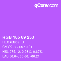 颜色代码: RGB 185 89 253 | qconv.com