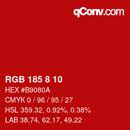 カラーコード: RGB 185 8 10 | qconv.com