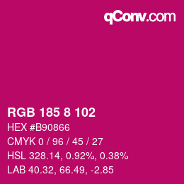 Farbcode: RGB 185 8 102 | qconv.com