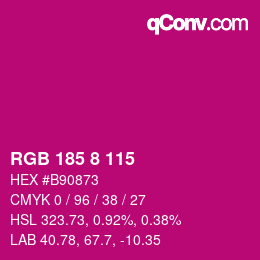 Color code: RGB 185 8 115 | qconv.com