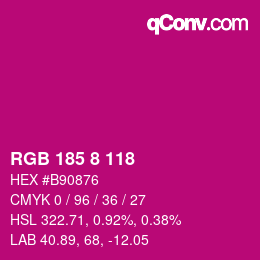 カラーコード: RGB 185 8 118 | qconv.com