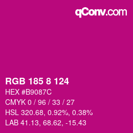 Color code: RGB 185 8 124 | qconv.com
