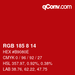 Color code: RGB 185 8 14 | qconv.com