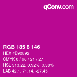 Color code: RGB 185 8 146 | qconv.com