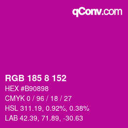 カラーコード: RGB 185 8 152 | qconv.com