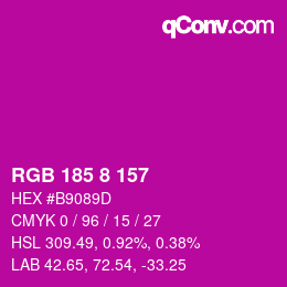 Color code: RGB 185 8 157 | qconv.com