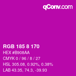 カラーコード: RGB 185 8 170 | qconv.com