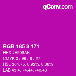 カラーコード: RGB 185 8 171 | qconv.com