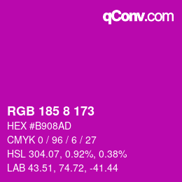 Color code: RGB 185 8 173 | qconv.com