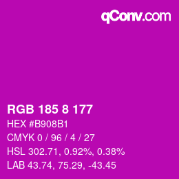 Color code: RGB 185 8 177 | qconv.com