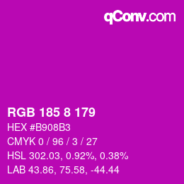Color code: RGB 185 8 179 | qconv.com