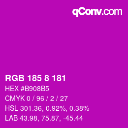 Farbcode: RGB 185 8 181 | qconv.com