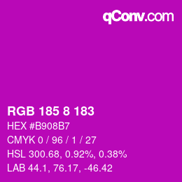 カラーコード: RGB 185 8 183 | qconv.com
