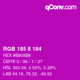 カラーコード: RGB 185 8 184 | qconv.com