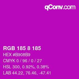 Color code: RGB 185 8 185 | qconv.com