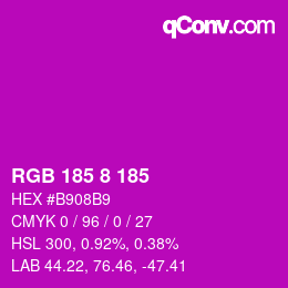 カラーコード: RGB 185 8 185 | qconv.com