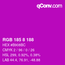 颜色代码: RGB 185 8 188 | qconv.com