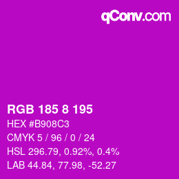 Color code: RGB 185 8 195 | qconv.com