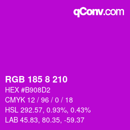 カラーコード: RGB 185 8 210 | qconv.com