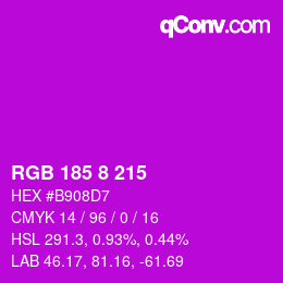 カラーコード: RGB 185 8 215 | qconv.com